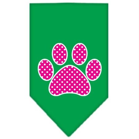 UNCONDITIONAL LOVE Pink Swiss Dot Paw Screen Print Bandana Emerald Green Large UN908134